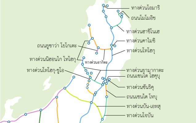 รูปภาพแผนที่ของเขตโทโฮคุ